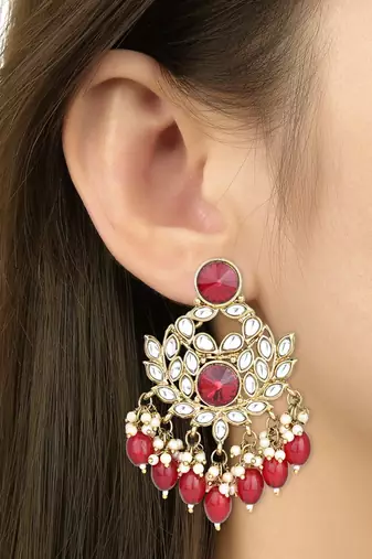 Traditional Kundan Pearl Chandbali Earrings For Women And Girls 