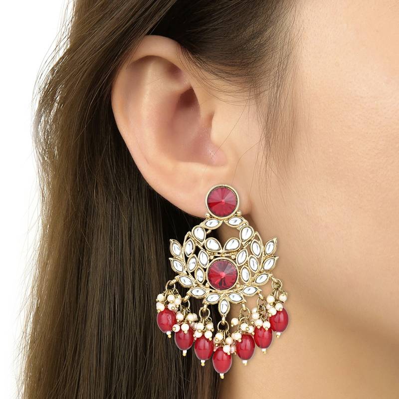 Traditional Kundan Pearl Chandbali Earrings For Women And Girls 