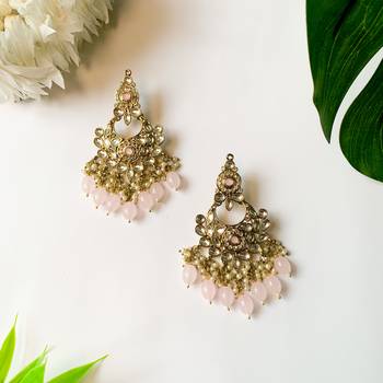 Traditional Kundan Pearl Chandbali Earrings For Women And Girls  1