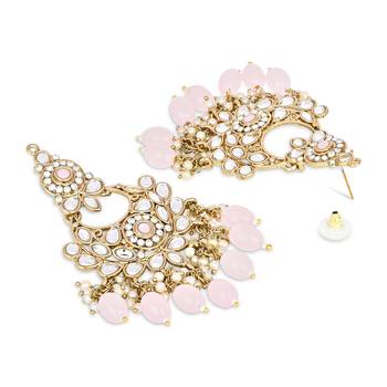 Traditional Kundan Pearl Chandbali Earrings For Women And Girls  2