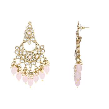 Traditional Kundan Pearl Chandbali Earrings For Women And Girls  3