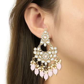 Traditional Kundan Pearl Chandbali Earrings For Women And Girls  4