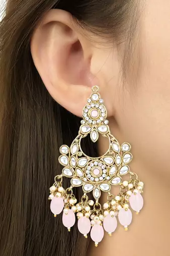 Traditional Kundan Pearl Chandbali Earrings For Women And Girls 