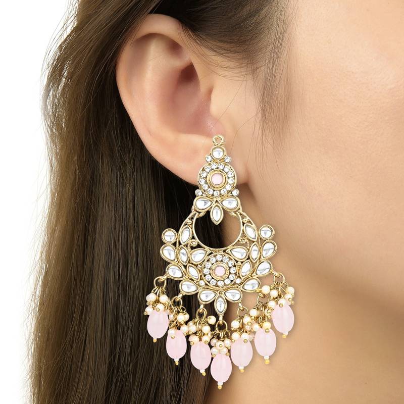 Traditional Kundan Pearl Chandbali Earrings For Women And Girls 