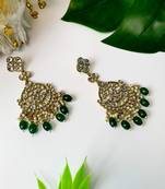 I Jewel Traditional Kundan Pearl Chandbali Earrings For Women And Girls 