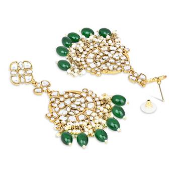 I Jewel Traditional Kundan Pearl Chandbali Earrings For Women And Girls  2