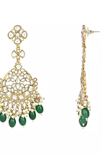 I Jewel Traditional Kundan Pearl Chandbali Earrings For Women And Girls 