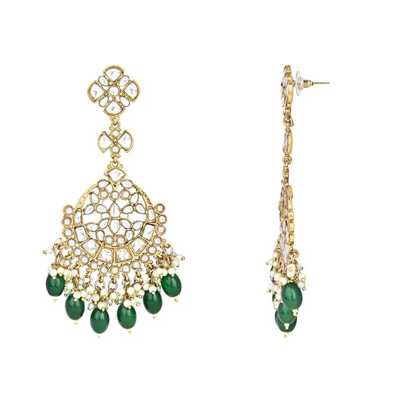 I Jewel Traditional Kundan Pearl Chandbali Earrings For Women And Girls 