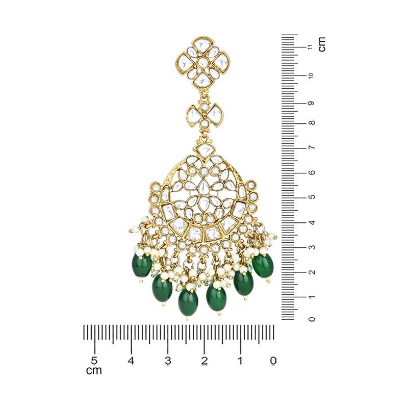 I Jewel Traditional Kundan Pearl Chandbali Earrings For Women And Girls 