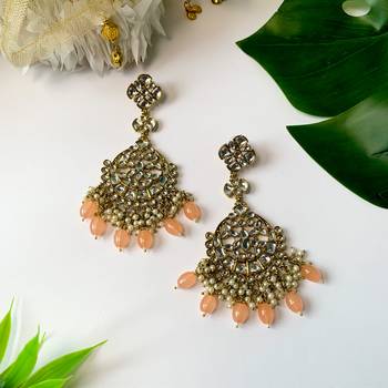 Traditional Kundan Pearl Chandbali Earrings For Women And Girls  1
