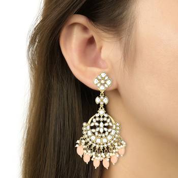 Traditional Kundan Pearl Chandbali Earrings For Women And Girls  4