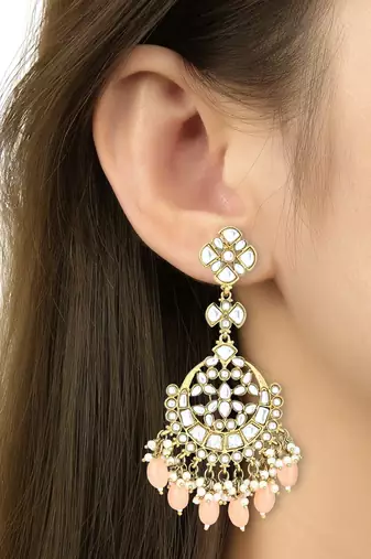 Traditional Kundan Pearl Chandbali Earrings For Women And Girls 