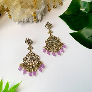 Traditional Kundan Pearl Chandbali Earrings For Women And Girls  1