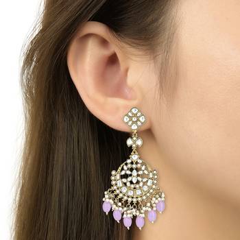 Traditional Kundan Pearl Chandbali Earrings For Women And Girls  4