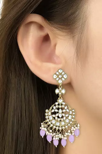 Traditional Kundan Pearl Chandbali Earrings For Women And Girls 