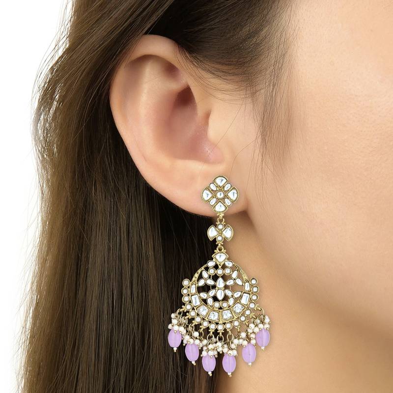 Traditional Kundan Pearl Chandbali Earrings For Women And Girls 