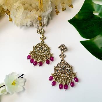 Traditional Kundan Pearl Chandbali Earrings For Women And Girls  1