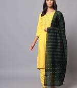  women cotton blend, cotton silk kurti pant set