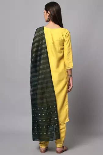  women cotton blend, cotton silk kurti pant set