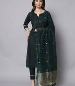  women cotton blend, cotton silk kurti pant set