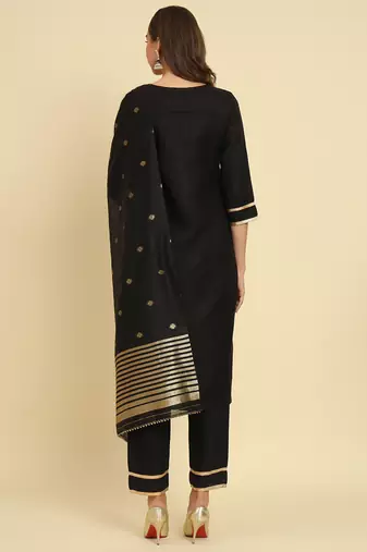  women cotton blend, cotton silk kurti pant set