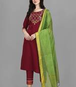  women cotton blend kurta pant dupatta set
