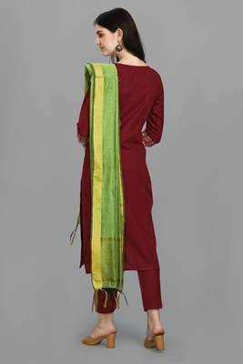  women cotton blend kurta pant dupatta set 2