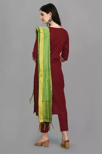  women cotton blend kurta pant dupatta set
