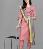  women cotton blend kurta pant dupatta set