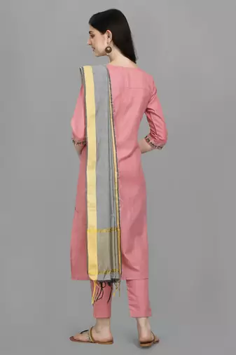  women cotton blend kurta pant dupatta set