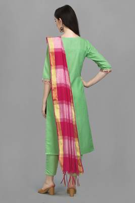  women cotton blend kurta pant dupatta set 2