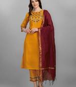  women cotton blend kurta pant dupatta set