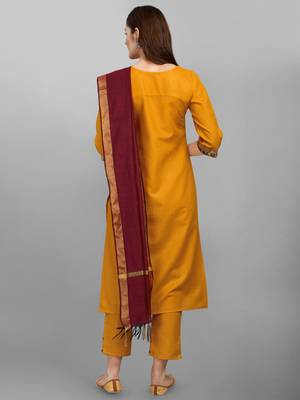  women cotton blend kurta pant dupatta set 2