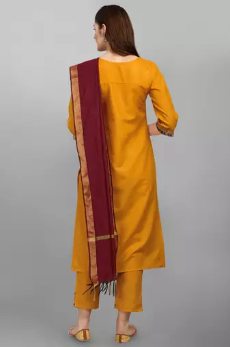  women cotton blend kurta pant dupatta set