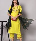 Vredevogel  women cotton blend kurta pant dupatta set