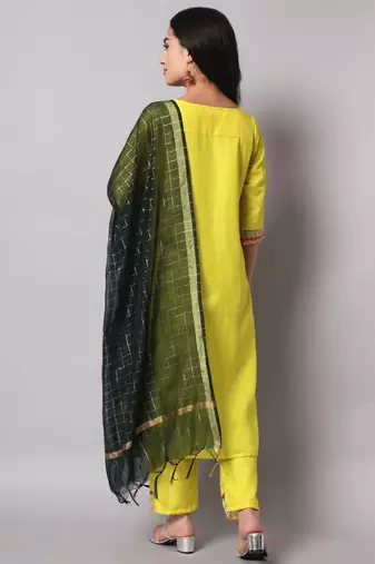 Vredevogel  women cotton blend kurta pant dupatta set