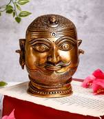 The Advitya Brass Shiva Head With Crescent Moon And Ganges Statue Idol Murti