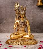 Gold Brass Detailed Carved Lord Shiva Idol