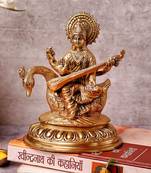 The Advitya Goddess Saraswati Sitting On Hans Statue Idol Murti