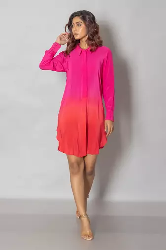 Pink shirt dress