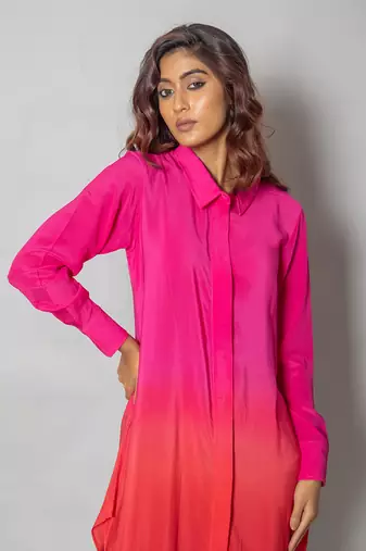 Pink shirt dress