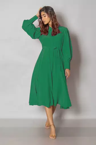 Green midi dress