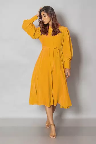Yellow midi dress
