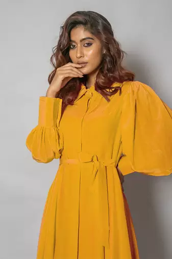 Yellow midi dress