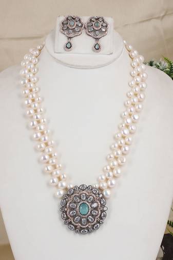 Natural fresh water pearls necklace set from hyderabad