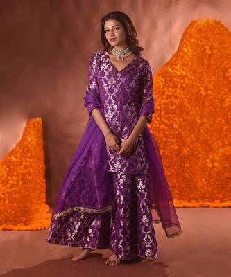 Purple sharara kurta set 1