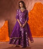 Purple sharara kurta set