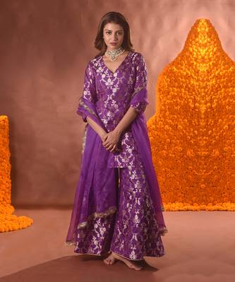 Purple sharara kurta set 2
