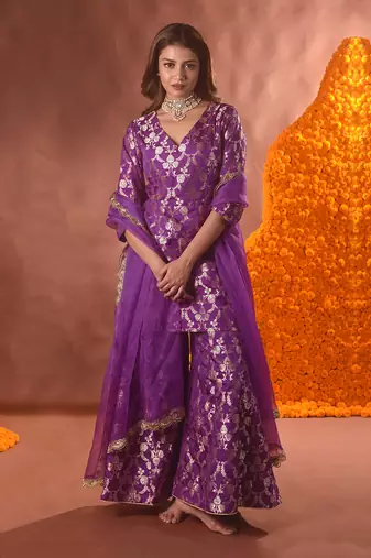 Purple sharara kurta set