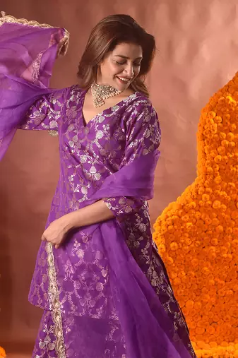 Purple sharara kurta set